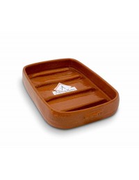 Asador rectangular de barro con fondo estriado