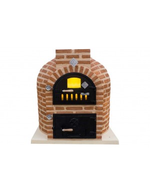 Horno de leña con hornilla acabado en ladrillo para  exterior