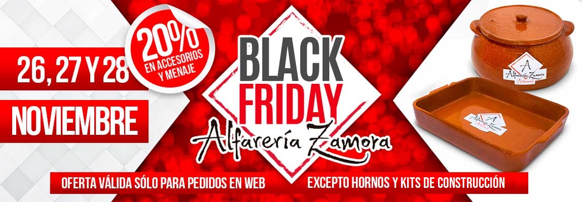 Promoción Black Friday 20% de descuento en Menaje de Barro refractario y Accesorios
